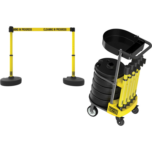 PLUS Barrier Post Cart Kit with Tray, 75' L, Metal, Yellow CSL Industriel Inc.