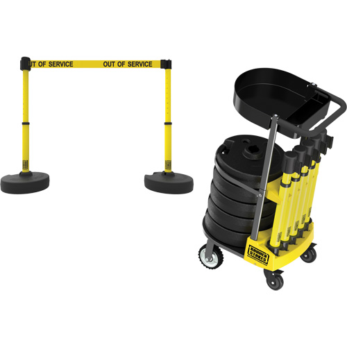 PLUS Barrier Post Cart Kit with Tray, 75' L, Metal, Yellow CSL Industriel Inc.