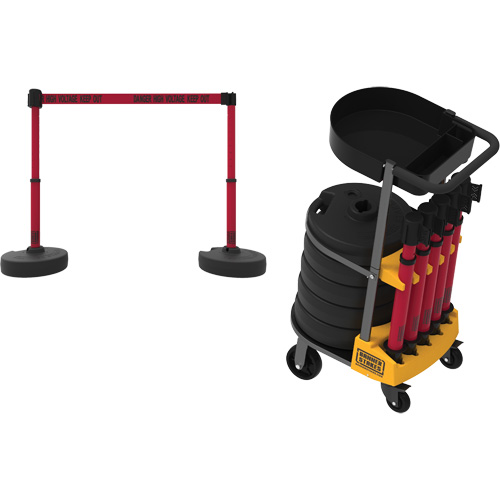 PLUS Barrier Post Cart Kit with Tray, 75' L, Metal, Yellow CSL Industriel Inc.