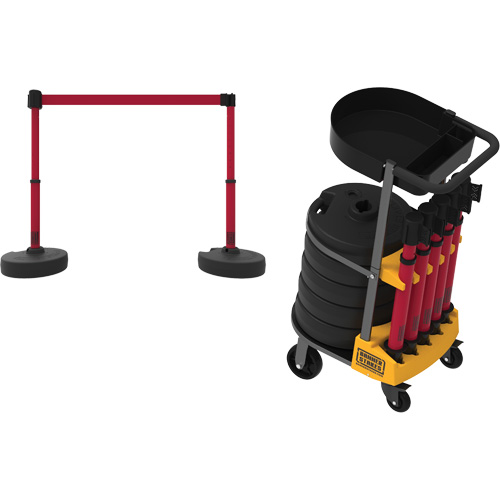 PLUS Barrier Post Cart Kit with Tray, 75' L, Metal, Yellow CSL Industriel Inc.