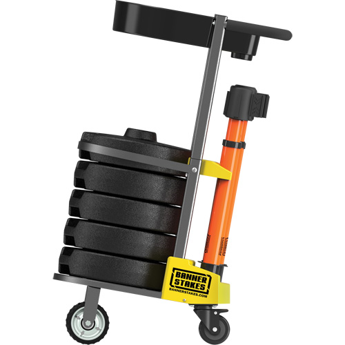 PLUS Barrier Post Cart Kit with Tray, 75' L, Metal, Orange CSL Industriel Inc.