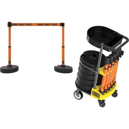 PLUS Barrier Post Cart Kit with Tray, 75' L, Metal, Orange CSL Industriel Inc.