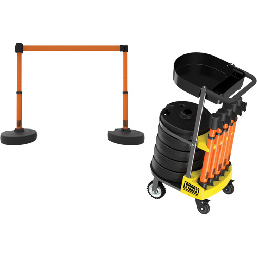 PLUS Barrier Post Cart Kit with Tray, 75' L, Metal, Orange CSL Industriel Inc.