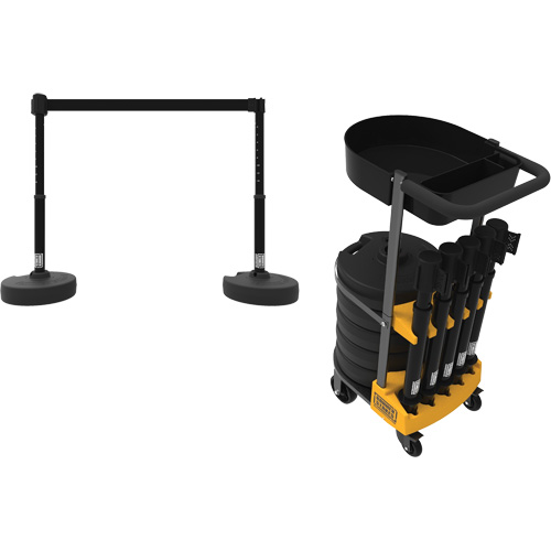 PLUS Barrier Post Cart Kit with Tray, 75' L, Metal, Black CSL Industriel Inc.