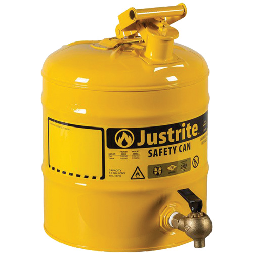 Bidon de s&eacute;curit&eacute; pour tablette, Type I, Acier, 5 gal. US, Jaune, Homologu&eacute; FM CSL Industriel Inc.