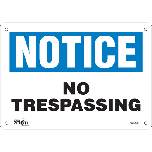 "No Trespassing" Sign, 7" x 10", Plastic, English CSL Industriel Inc.