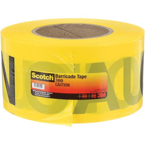 Ruban pour barri&egrave;res pour services publics souterrains Scotch, Anglais, 3" la x 1000' lo, 2 mils, Noir sur jaune CSL Industriel Inc.