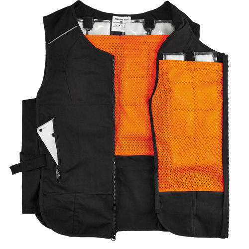 Veste de refroidissement &agrave; changement de phase l&eacute;g&egrave;re avec sachets 6260 Chill-Its, Petit/Moyen, Noir CSL Industriel Inc.