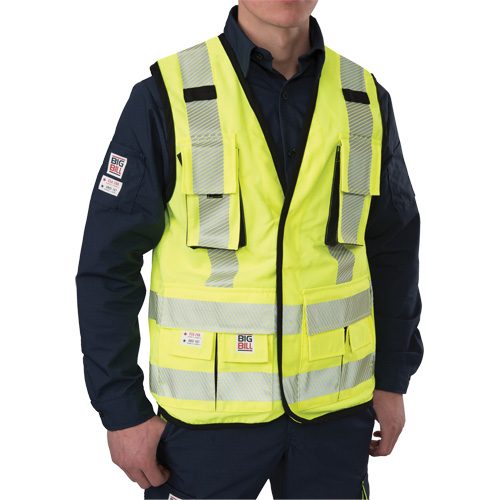 Veste antid&eacute;chirure pour arpenteur, Jaune lime haute visibilit&eacute;, Petit, Polyester CSL Industriel Inc.