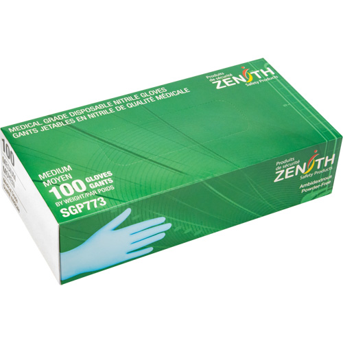 Puncture-Resistant Medical-Grade Disposable Gloves, Medium, Nitrile, 4.5-mil, Powder-Free, Blue, Class 2 CSL Industriel Inc.