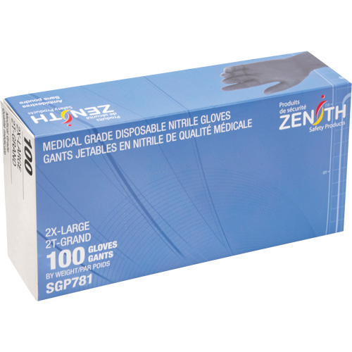 Gants jetables de calibre m&eacute;dical r&eacute;sistants &agrave; la perforation, 2T-Grand, Nitrile, 5 mils, Sans poudre, Noir, Classe 2 CSL Industriel Inc.