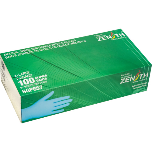 Gants jetables de calibre m&eacute;dical r&eacute;sistants &agrave; la perforation, T-Grand, Nitrile, 3,5 mils, Sans poudre, Bleu, Classe 2 CSL Industriel Inc.