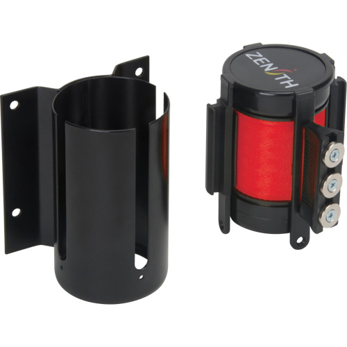 Barri&egrave;re &agrave; fixation murale avec ruban magn&eacute;tique, Acier, Fixation par vis, 12', Ruban Rouge CSL Industriel Inc.