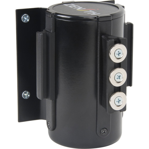 Barri&egrave;re &agrave; fixation murale avec ruban magn&eacute;tique, Acier, Fixation par vis, 12', Ruban Noir CSL Industriel Inc.