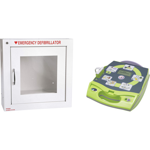 D&eacute;fibrillateur enti&egrave;rement automatis&eacute; AED Plus en anglais avec armoire murale munie d'une alarme, Automatique, Anglais, Classe 4 CSL Industriel Inc.