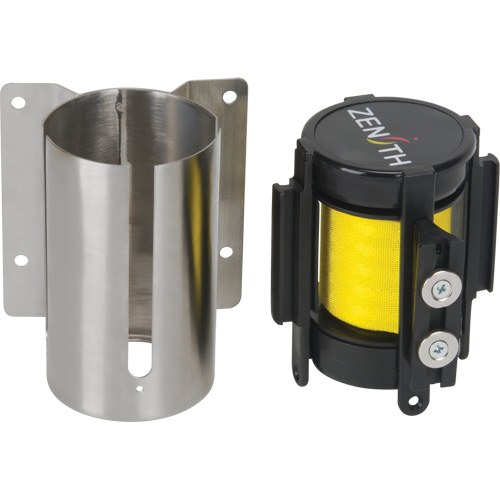 Wall Mount Barrier with Magnetic Tape, Steel, Screw Mount, 7', Yellow Tape CSL Industriel Inc.