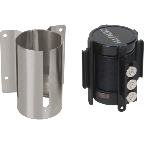 Barri&egrave;re &agrave; fixation murale avec ruban magn&eacute;tique, Acier, Fixation par vis, 12', Ruban Noir CSL Industriel Inc.
