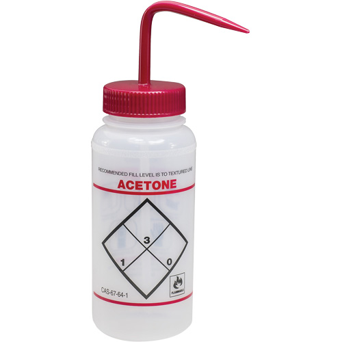 "Acetone" Safety-Labeled Wide-Mouth Wash Bottle, 16 oz. CSL Industriel Inc.