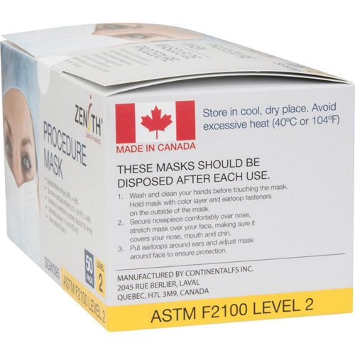 Masques d'intervention jetables, ASTM F2100 Niveau 2, Classe 1 CSL Industriel Inc.
