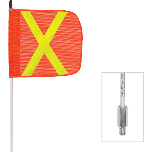 Safety Whip&reg; Non-Powered Heavy-Duty Fibreglass Whip, Threaded Mount, 6' High, Orange with Reflective CSL Industriel Inc.