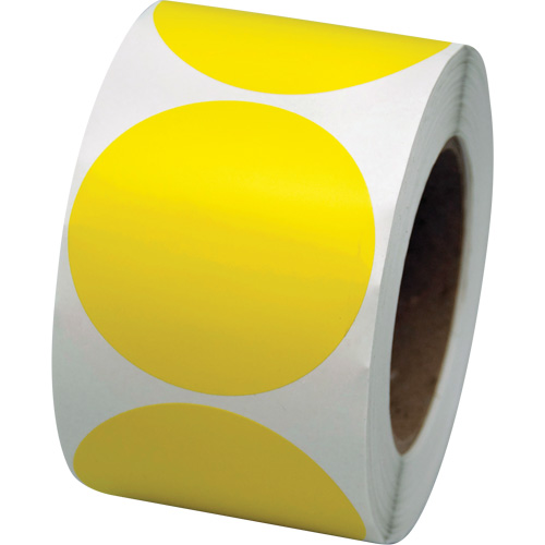 Pastilles de marquage color&eacute;es, Cercle, 3" lo x 3" la, Jaune, Vinyle CSL Industriel Inc.