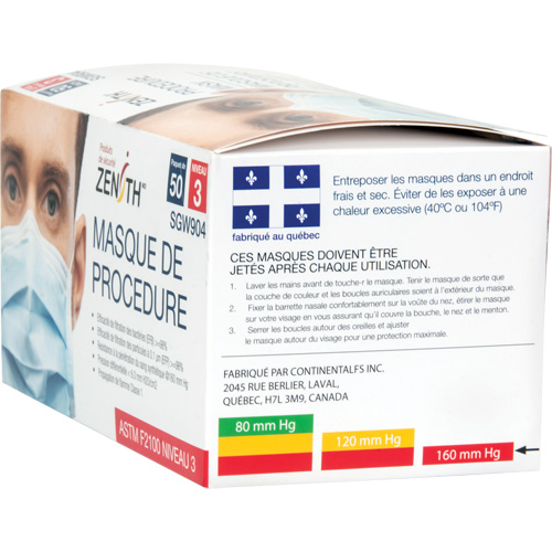 Masques d'intervention jetables, ASTM F2100 Niveau 3, Classe 1 CSL Industriel Inc.