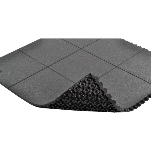 Cushion-Ease&reg; Interlocking Anti-Fatigue Mat, Pebbled, 3' x 3' x 3/4", Black, Natural Rubber CSL Industriel Inc.