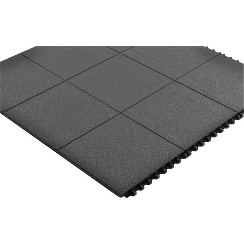 Cushion-Ease&reg; Interlocking Anti-Fatigue Mat, Pebbled, 3' x 3' x 3/4", Black, Natural Rubber CSL Industriel Inc.