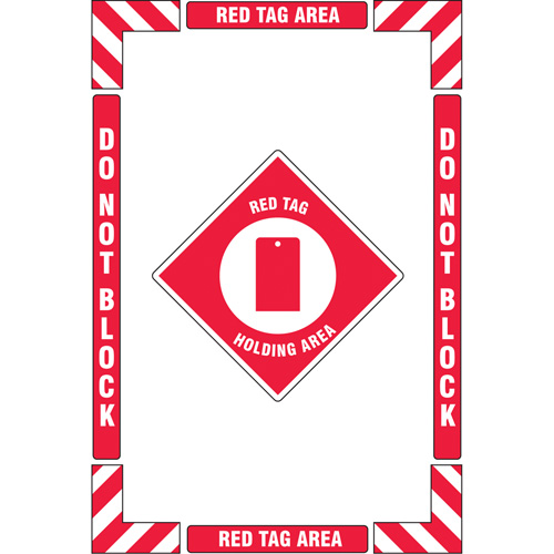 Trousse de marquage du sol ?Red Tag Holding Area? (zone de stockage des &eacute;tiquettes rouges), Adh&eacute;sif, Anglais avec pictogramme CSL Industriel Inc.