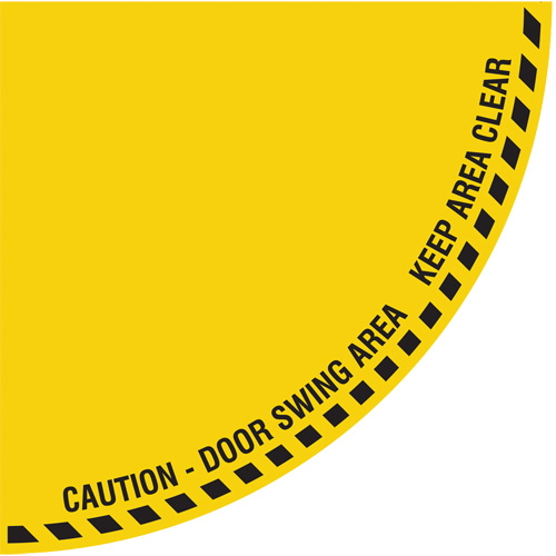 "Caution" Quarter Circle Swing Door Floor Sign, Adhesive, English with Pictogram CSL Industriel Inc.