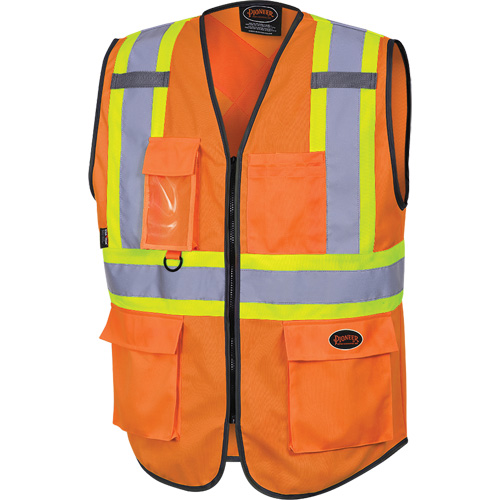 6958 Gilet de s&eacute;curit&eacute; &agrave; fermeture &eacute;clair avant, Orange haute visibilit&eacute;, Petit, Polyester CSL Industriel Inc.