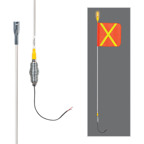 Safety Whip&reg; All-Weather Super-Duty Warning Whips with Constant LED Light, Spring Mount, 5' High, Orange with Reflective CSL Industriel Inc.
