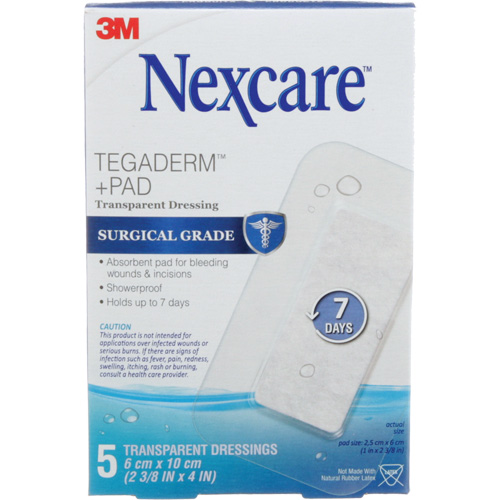 Nexcare Tegaderm + Pad Transparent Dressing, Rectangular/Square, 4", Plastic, Sterile CSL Industriel Inc.