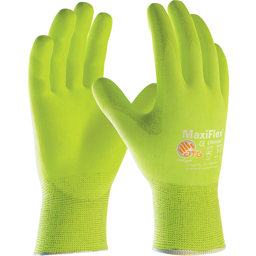 Gants sans coutures haute visibilit&eacute; ATG MaxiFlex Ultimate, Grand, R&ecirc;vetement Nitrile, Calibre 15, Enveloppe en Nylon/&eacute;lasthanne CSL Industriel Inc.