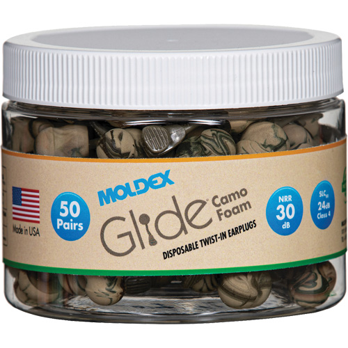 Glide&reg; Camo Foam Earplugs, Bulk - Canister CSL Industriel Inc.