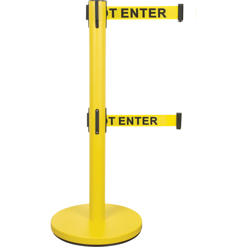 Dual Belt Crowd Control Barrier, Steel, 35" H, Yellow Tape, 7' Tape Length CSL Industriel Inc.