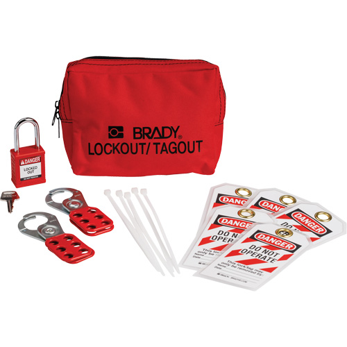 Trousse de cadenassage/&eacute;tiquetage avec cadenas de s&eacute;curit&eacute; en nylon dans une pochette, Ensemble &eacute;lectrique, 14 composants compris CSL Industriel Inc.
