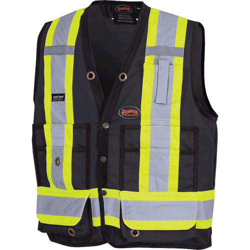 6692BK Surveyor's Safety Vest, Black, Medium, Polyester CSL Industriel Inc.