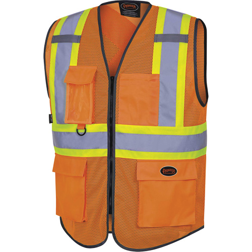 6960 Front Mesh Safety Vest, High Visibility Orange, Medium, Polyester CSL Industriel Inc.