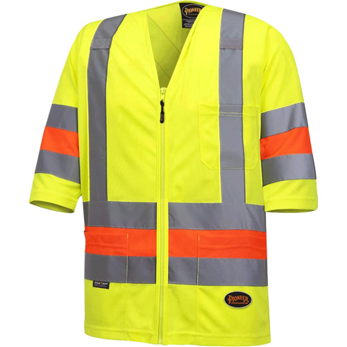 6019 Short-Sleeved Quebec Traffic Control Shirt, Polyester, X-Small, High Visibility Lime-Yellow CSL Industriel Inc.