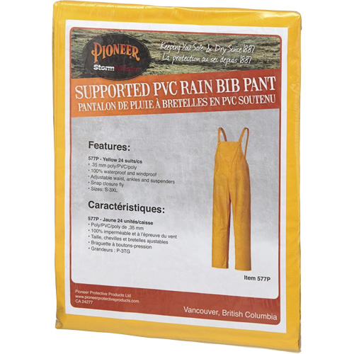 577P Storm Master&reg; Bib Pants, Small, Polyester/PVC, Yellow CSL Industriel Inc.