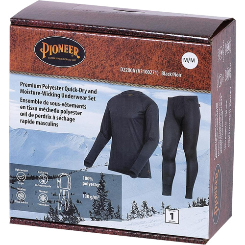 D2200A Ensemble de sous-v&ecirc;tements &agrave; s&eacute;chage rapide et &eacute;vacuation de l'humidit&eacute; de premi&egrave;re qualit&eacute;, Hommes, T-petit, Noir CSL Industriel Inc.