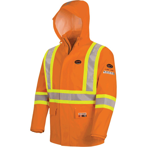 5880 Manteau de pluie ignifuge et protection contre les &eacute;clats d'arc &eacute;lectrique, T-petit, Orange haute visibilit&eacute;, 10 cal/cm² CSL Industriel Inc.