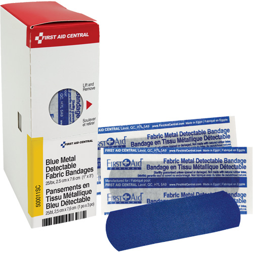 Fabric Blue Detectable Bandages, Rectangular/Square, 1", Fabric Metal Detectable, Sterile CSL Industriel Inc.