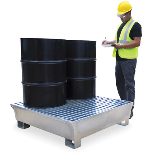 Ultra-Spill Pallet en acier, 4 barils, Capacit&eacute; de d&eacute;versement 68 gal. US, 49,1" x 47,1" x 10,9" CSL Industriel Inc.