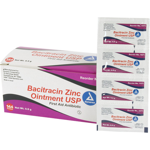 Tampons de premiers soins au bacitracin et zinc Efcom Limited, Onguent, Antibiotique CSL Industriel Inc.