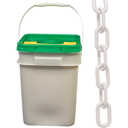 Chaîne de s&eacute;curit&eacute; en plastique robuste, Blanc, Maillon de 2", 120' de long CSL Industriel Inc.