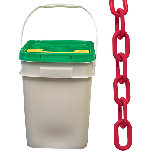 Chaîne de s&eacute;curit&eacute; en plastique robuste, Rouge, Maillon de 2", 120' de long CSL Industriel Inc.