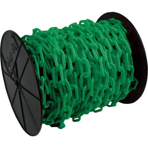 Chaîne de s&eacute;curit&eacute; en plastique robuste, Vert, Maillon de 2", 100' de long CSL Industriel Inc.