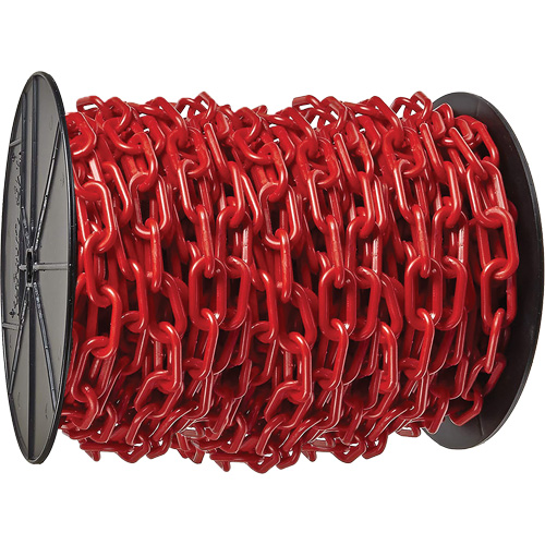Chaîne de s&eacute;curit&eacute; en plastique robuste, Rouge, Maillon de 2", 100' de long CSL Industriel Inc.